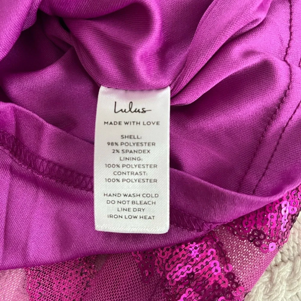 NEW! Lulus Magenta Purple Sequin Shine Lace Up Mini Dress Size Small - Picture 10 of 14